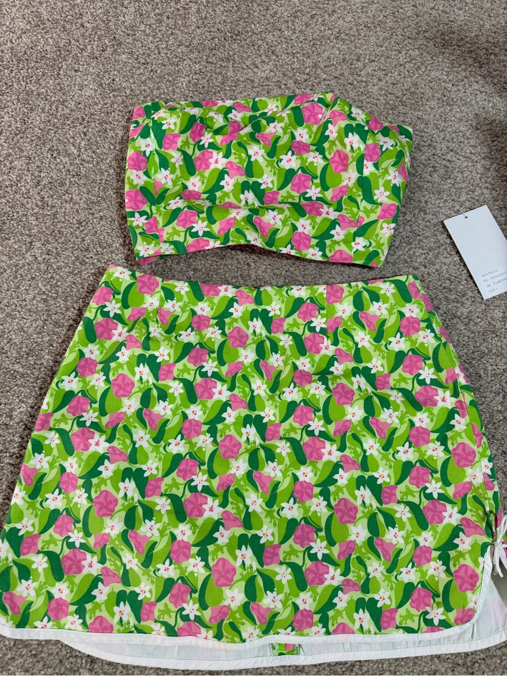 Lilly Pulitzer Unicorn Green Floral Strapless Skort Set Tracie